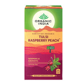 Organic India, Tulsi Raspberry Peach Tea, Caffeine-Free, 25 Infusion Bags - GREEN LIFE CYPRUS